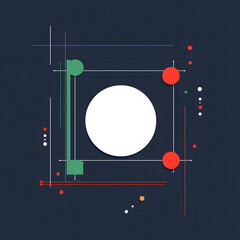 Obraz premium Abstract Circular Design with Colorful Lines and Dots on Dark Background
