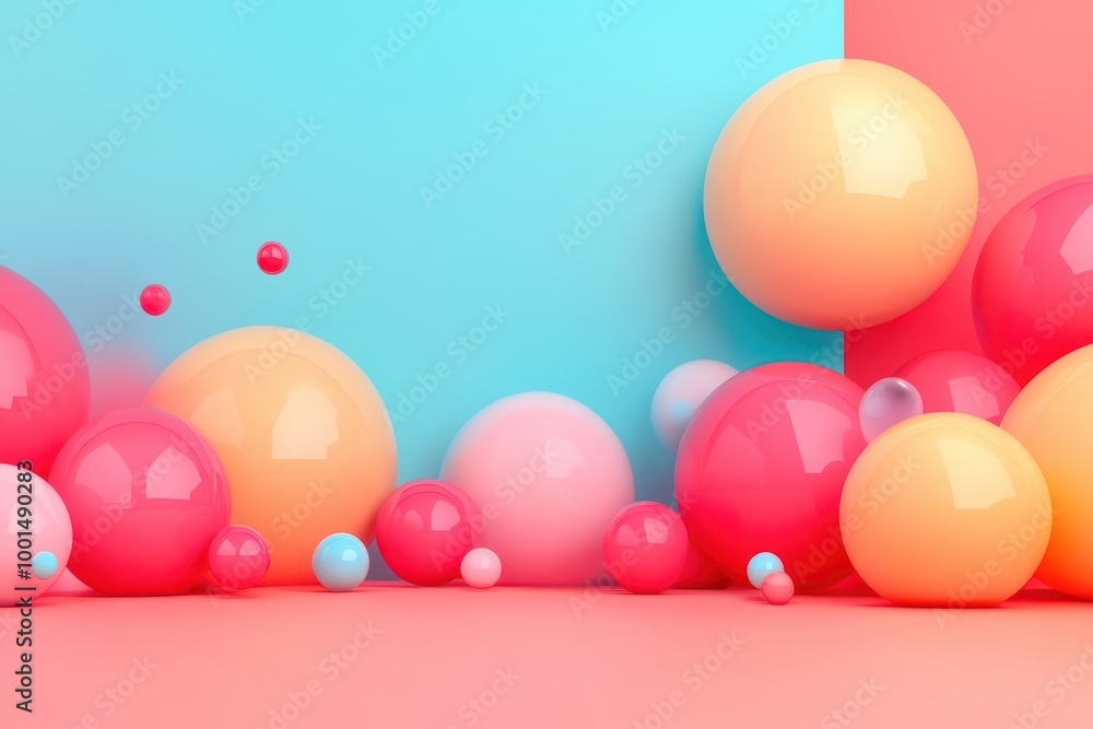 Poster a colorful display of round balls in various colors