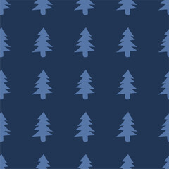 Obraz premium Seamless New Year and Christmas print pattern wallpaper background with decorative fir trees vector illustration winter minimalism picture 