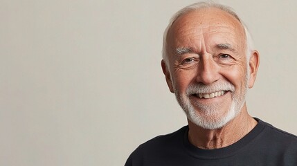 Obraz premium Senior Man with Friendly Smile on Neutral Background