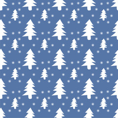 Seamless New Year and Christmas print pattern wallpaper background with decorative fir trees vector illustration winter minimalism picture	