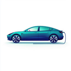 Naklejka premium Stylish electric car connected to a charging station, showcasing modern technology and eco-friendly transportation.