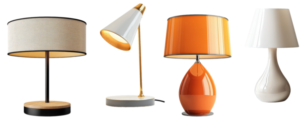 set of modern lamps isolated on transparent background 