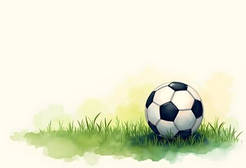 Football ball composition with soccer ball lying on the grass on the football field vector illustration
