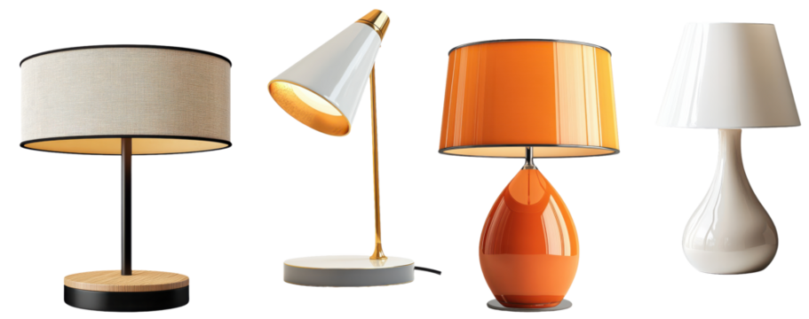 set of modern lamps isolated on transparent background 
