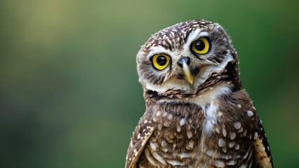 Obraz premium Close-up of a spotted owl looking directly at the camera