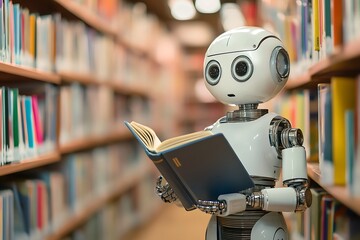 robot reading book