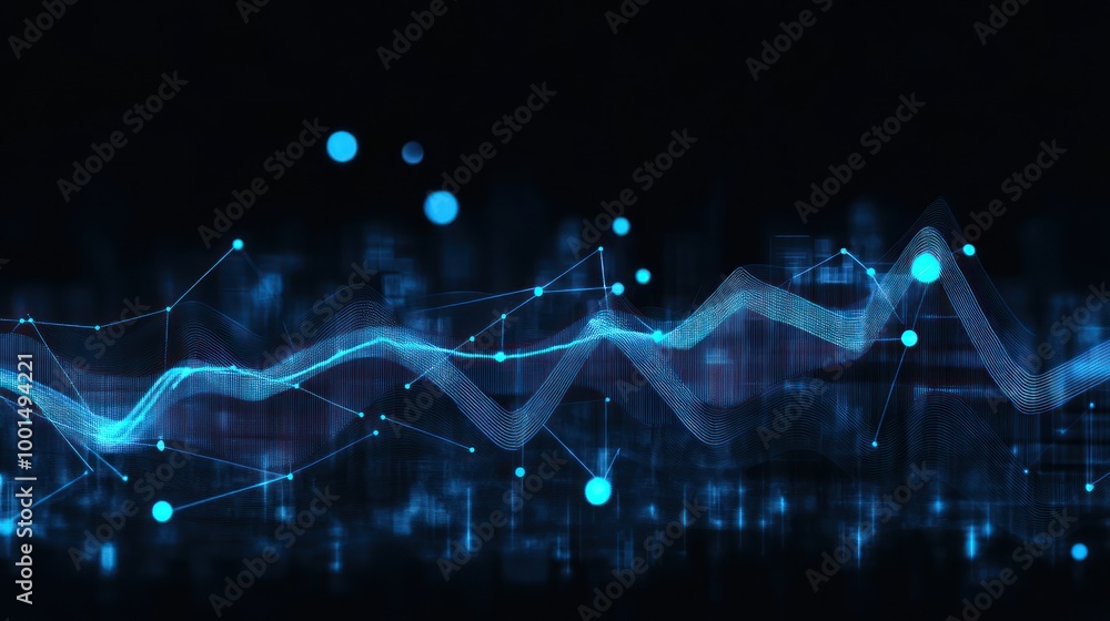 Poster abstract blue digital network data visualization