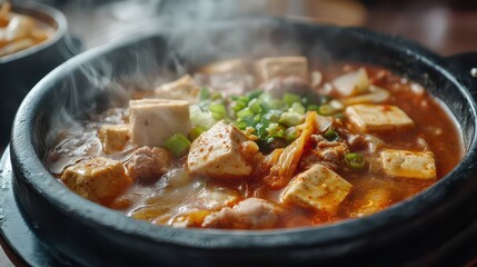 Spicy Korean Kimchi Jjigae with Tofu and Pork