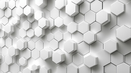 Bright white abstract hexagon wallpaper or background  