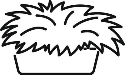 Simple line drawing of a full hay manger is waiting for hungry farm animals © anatolir