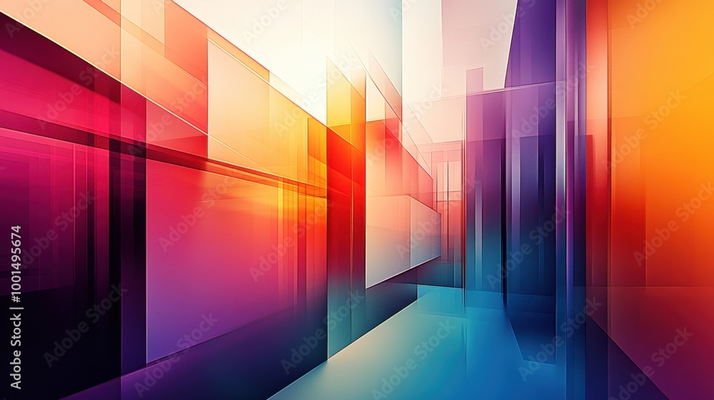 Poster abstract architecture with bold, multi-colored gradients, creating a futuristic and elegant design.