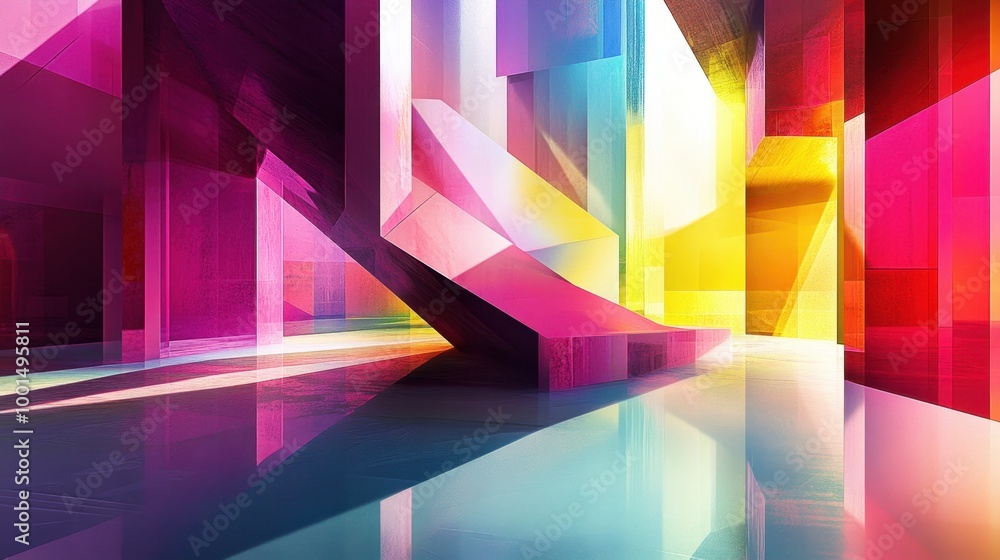 Aufkleber abstract architecture with bold, multi-colored gradients, creating a futuristic and elegant design.
