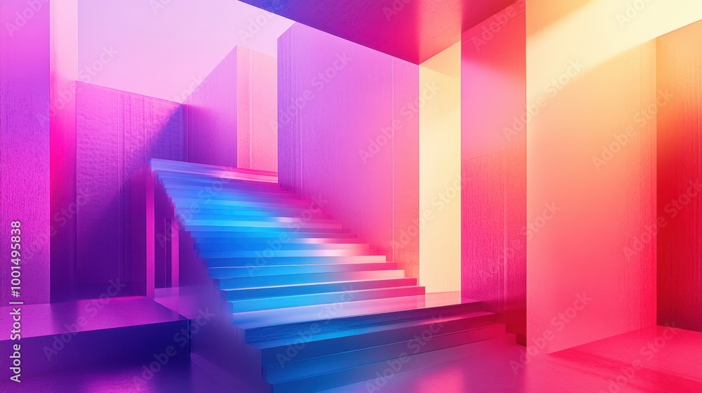 Poster abstract architecture with bold, multi-colored gradients, creating a futuristic and elegant design.