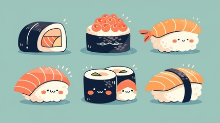 Cute Cartoon Sushi Collection for Food Lovers