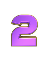 Gold And Purple 3d Number Render