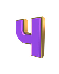 Gold And Purple 3d Number Render