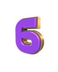 Gold And Purple 3d Number Render