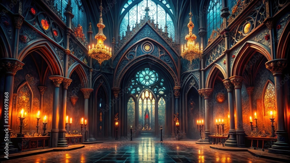 Poster dark and mysterious gothic background with intricate patterns and textures for creative projects