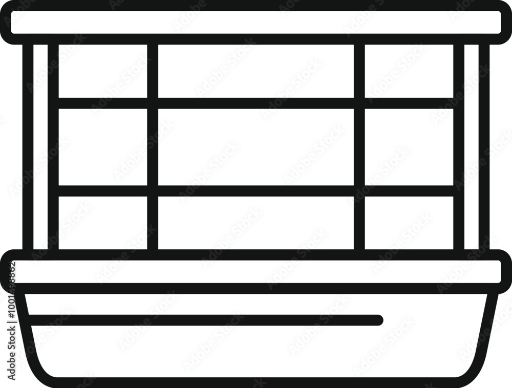 Poster black and white icon of an empty showcase displaying products for sale in a store