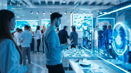 Tech exhibition showcasing gadgets and devices during Black Friday event