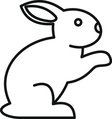 Simple black and white line drawing of a bunny rabbit standing up on its hind legs