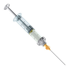 Metallic Syringe with drug, 3D rendering isolated on transparent background