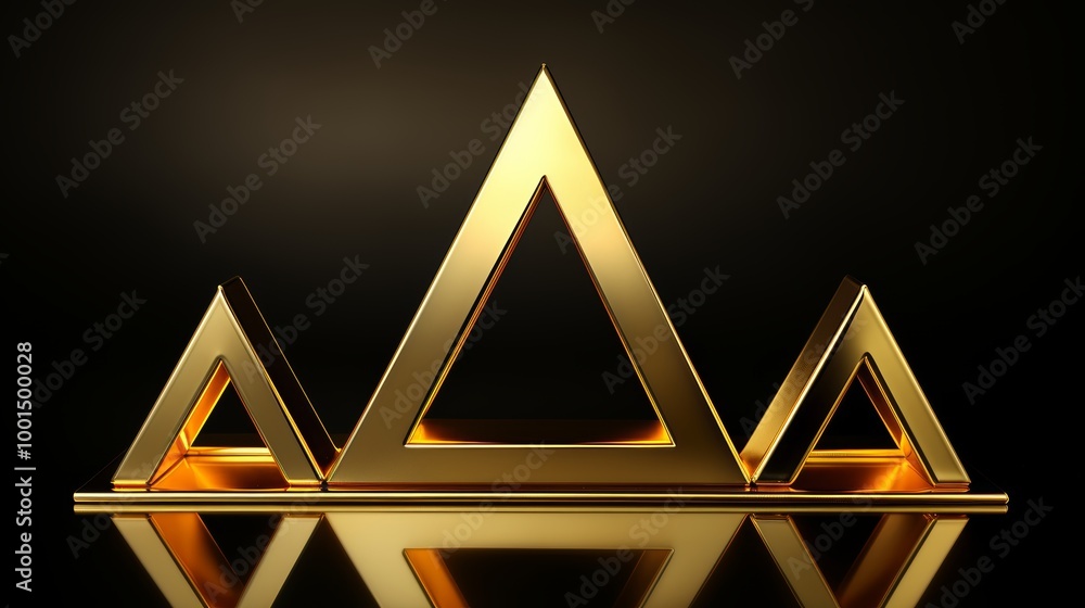 Aufkleber minimalistic diagram featuring three gold bars arranged in a triangle with arrows and labels