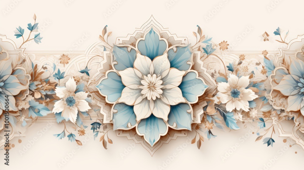 Poster elegant traditional arabesque background with subtle patterns for text placement in center