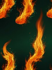 Animated orange fire on a green background