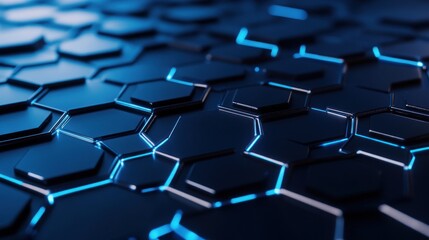 Fototapeta premium Abstract Hexagon Pattern with Blue Light