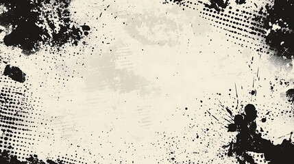 A vintage, distressed background with black splatter and halftone pattern.