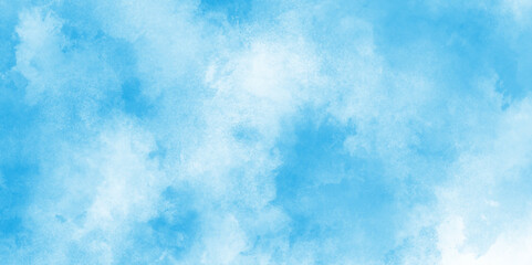  watercolor texture and watercolor background. Colorful beautiful sky colour light background with white clouds, Abstract blue sky Water color background.