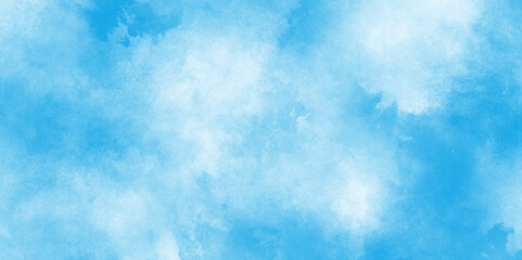  watercolor texture and watercolor background. Colorful beautiful sky colour light background with white clouds, Abstract blue sky Water color background.