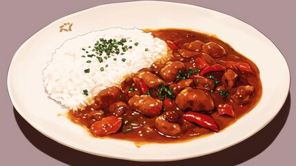Savory Meat Dish with Rice and Herbs Presentation