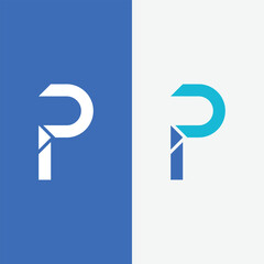P letter logo design template elements. Modern abstract digital alphabet letter logo.