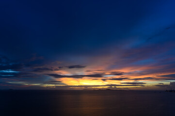Dreamy sunset on tropical sea in Pattaya, Thailand. beautiful landscape of seascape with water...