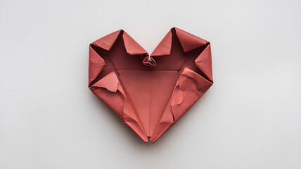 A folded paper heart, delicate folds, and plain background v2