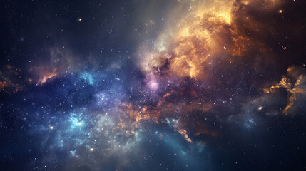 Naklejka premium A stunning galaxy nebula filled with stars in the vast universe of outer space, showcasing celestial beauty