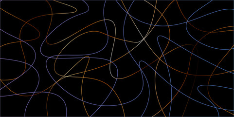Random pattern colorful line stroke on a transparent background. Chaotic random lines abstract geometric pattern vector background. Decorative golden pattern with tangled curved lines.	