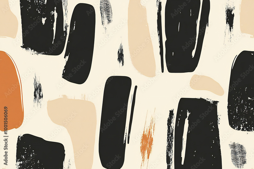 Fototapete abstract tile and shape pattern frame background with neutral color
