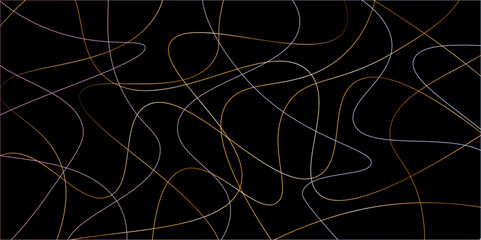 Random pattern colorful line stroke on a transparent background. Chaotic random lines abstract geometric pattern vector background. Decorative golden pattern with tangled curved lines.	