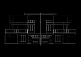 Architectural sketch of a building 3d rendering