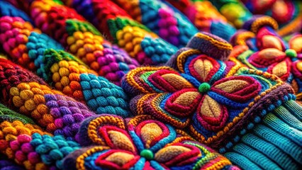 Detailed Close-Up of Intricate Glove Texture Showcasing Fabric Patterns and Unique Design Elements