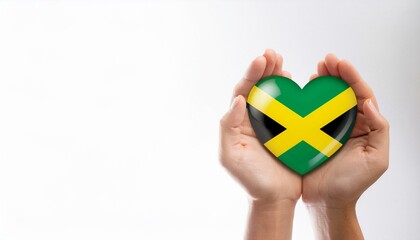 手で持っているジャマイカの国旗のハート(Heart of Jamaica flag held in hand.)
