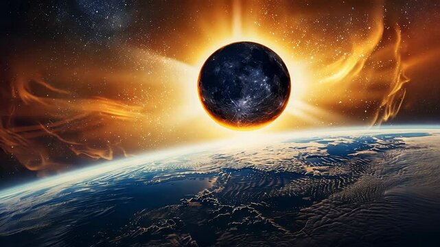 Majestic space collision earth horizon