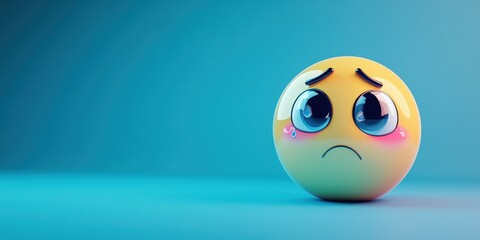 Sad Emoji with Tear Rolling Down Face