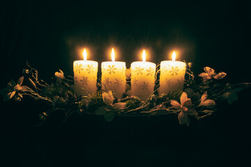 advent, 4 advent candles burning