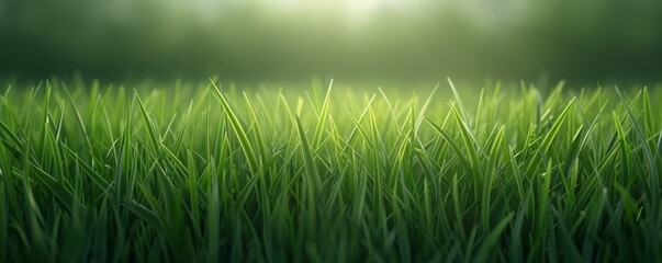 Fototapeta premium Lush green grass in soft sunlight