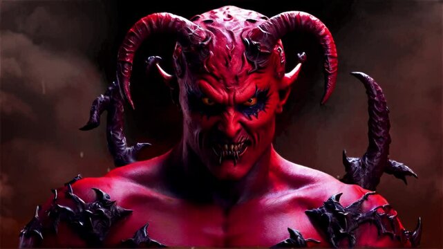 red devil person or devil and angel. scary halloween zombie or scary halloween vampire